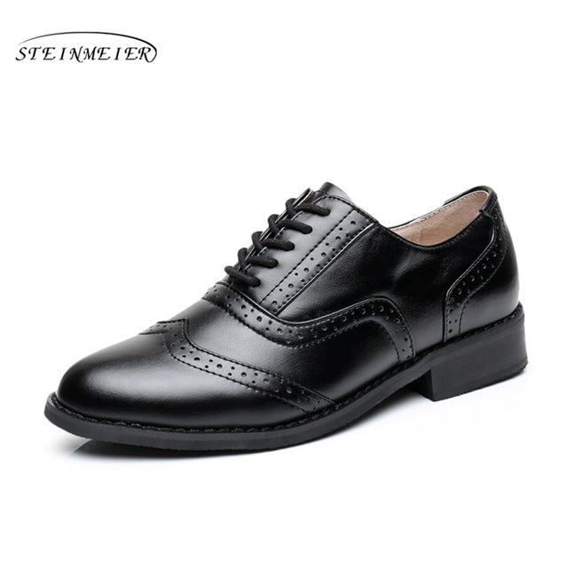 Women Genuine Leather Handmade Oxford Vintage Shoes