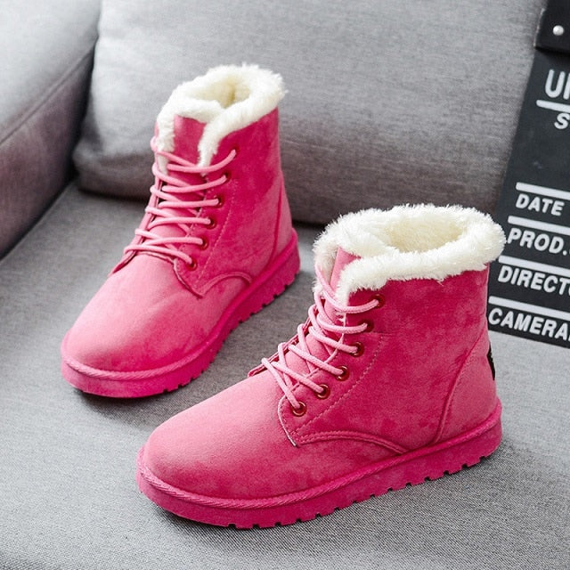 Winter Female Fashion Shoes Faux Suede Ankle Plush Insole Snow Boots