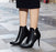Fashion Comfortable Black Pu Leather Ankle high heel martin boots