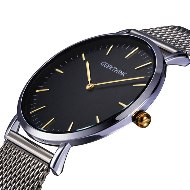 Ultra Thin Black Japan Quartz Watch