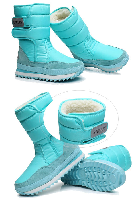 NEW Warm Solid Anti-Slip Snow Women Waterproof Female Winter Thermal Boots
