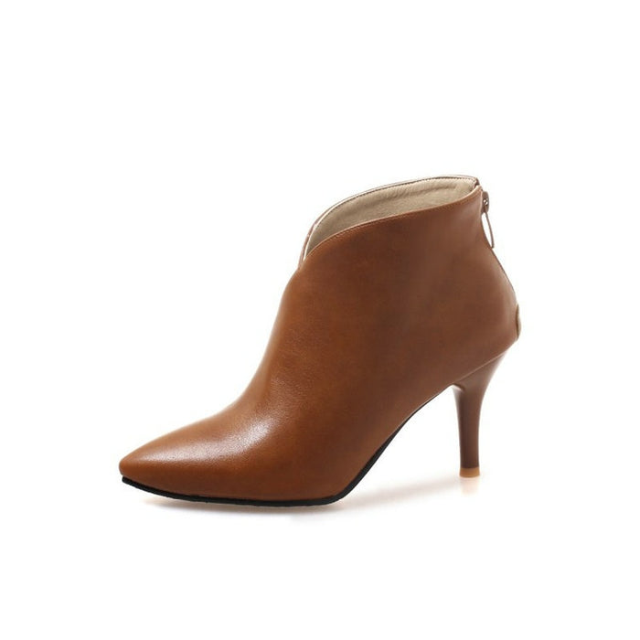 European Martin Leather ankle Thin High Heels Boots