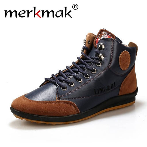 Men Leather Fashion Brand Ankle Boots Lace Up Shoes