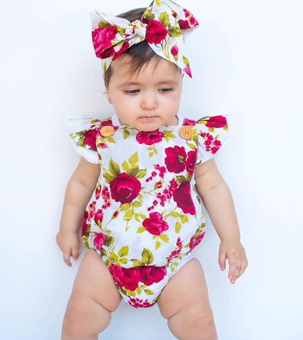 Floral Romper 2pcs Baby Girls Clothes Jumpsuit