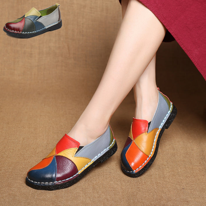 Fashion Genuine Leather Flat Women Loafers Shoes