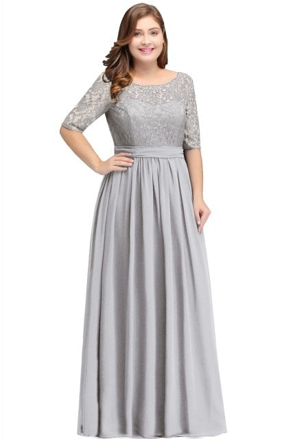 Floor Length Lace Plus Size Bridesmaid Dress