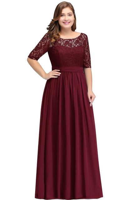 Floor Length Lace Plus Size Bridesmaid Dress GoBliss Floor Length Lace Plus Size Bridesmaid Dress GoBliss