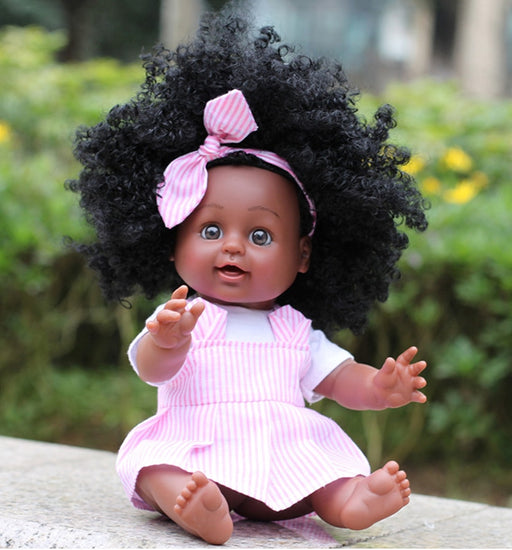 African Girl Handmade Adorable Lifelike Baby Doll 35CM