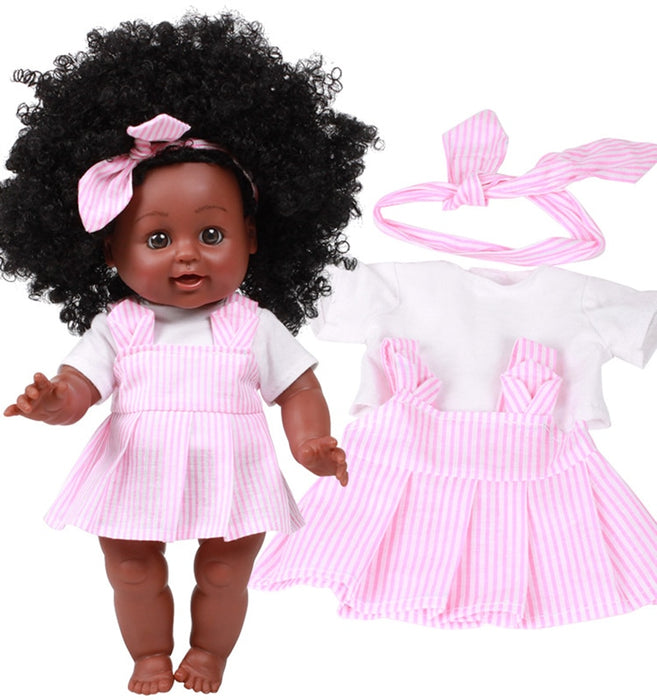African Girl Handmade Adorable Lifelike Baby Doll 35CM