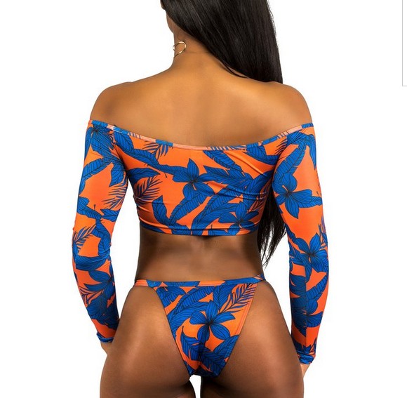 African Print Tribal Swimsuit Long Sleeve Swimwear